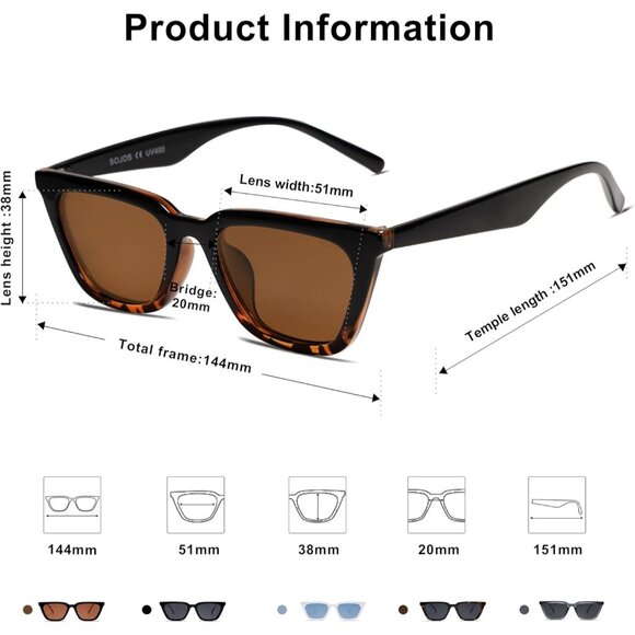 ✨Women\'s Brown Polarized Narrow Square Cateye Sunglasses Retro Trendy Glasses main image 4